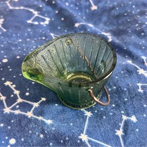 VINTAGE Hazel Atlas Green Coal Bucket Ashtray